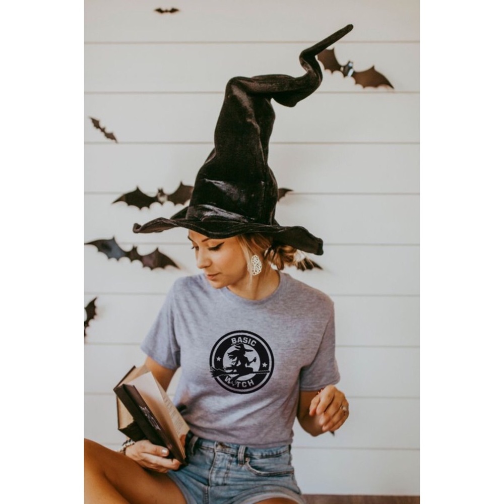 Halloween Basic Witch on a Broom Premium Graphic Tee Sublimation Ink - Picture 7 of 8